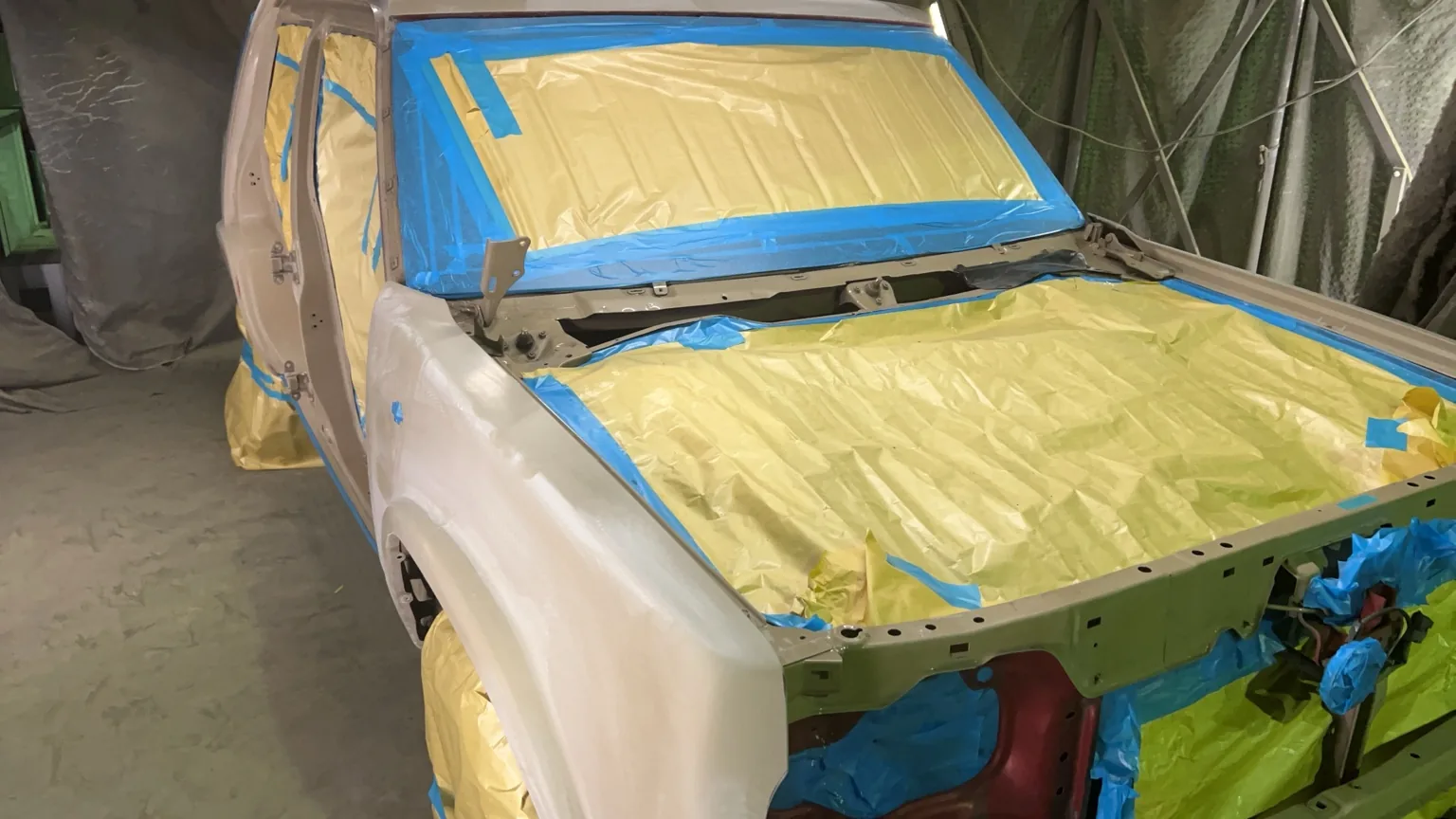 Nissan Rasheen body masked for paint work
