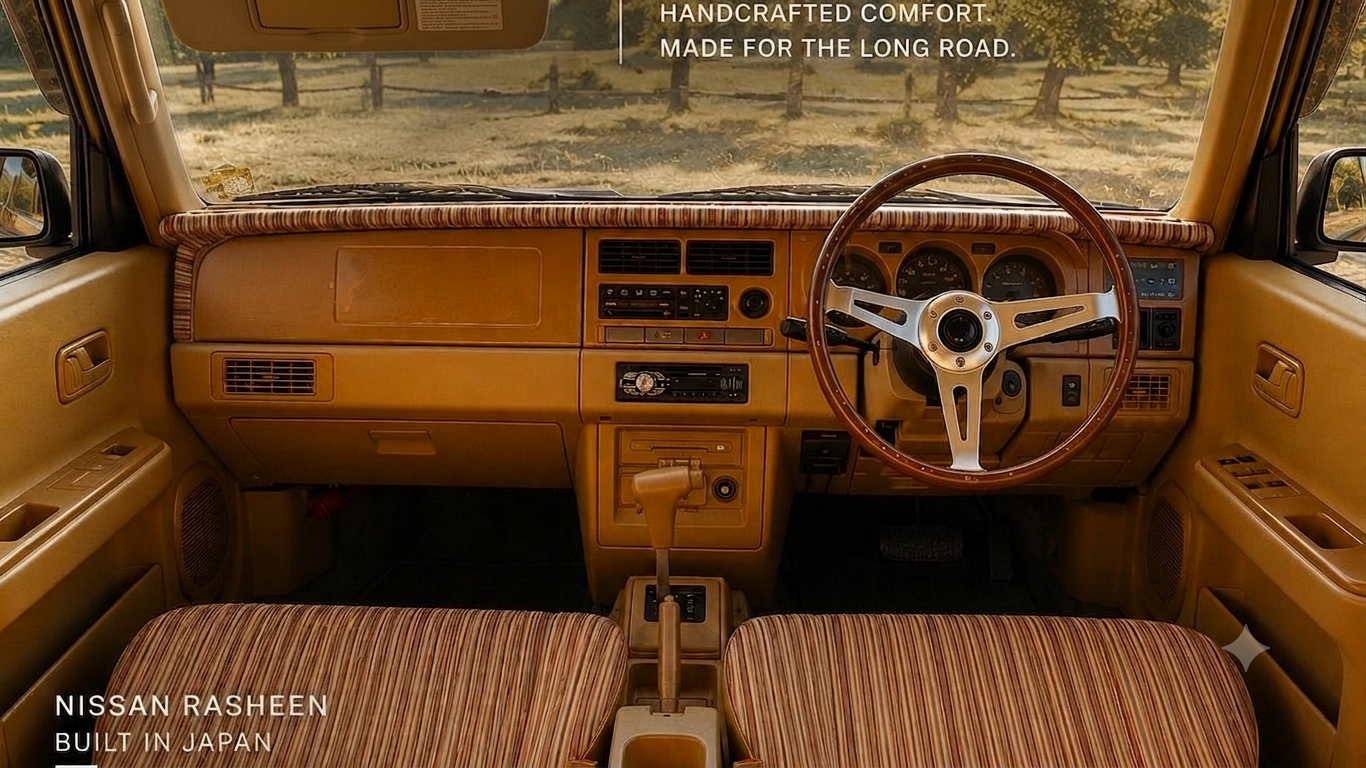 Inside the Custom Rasheen: Wood Trim, Brown Seats, and Vintage Cabin Style