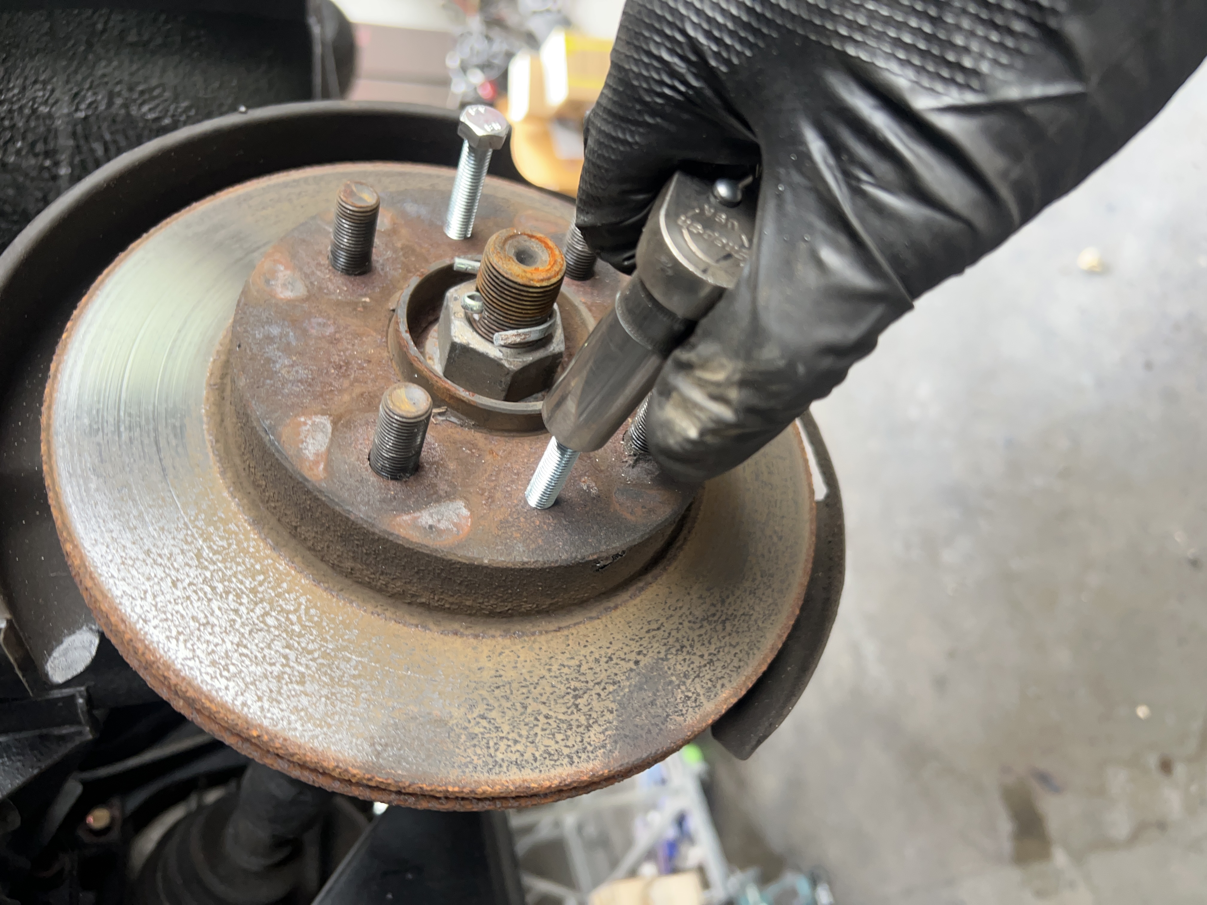 Removing the brake rotor and surrounding components