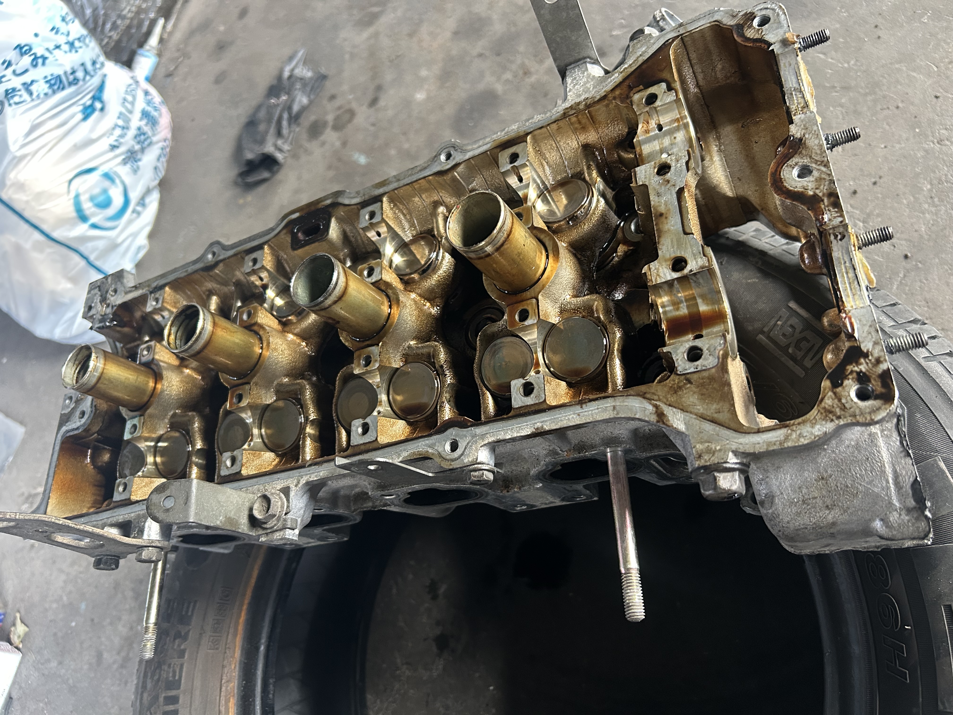 Refreshed, resealed powertrain unit fully torqued and prepared for chassis reinstallation.