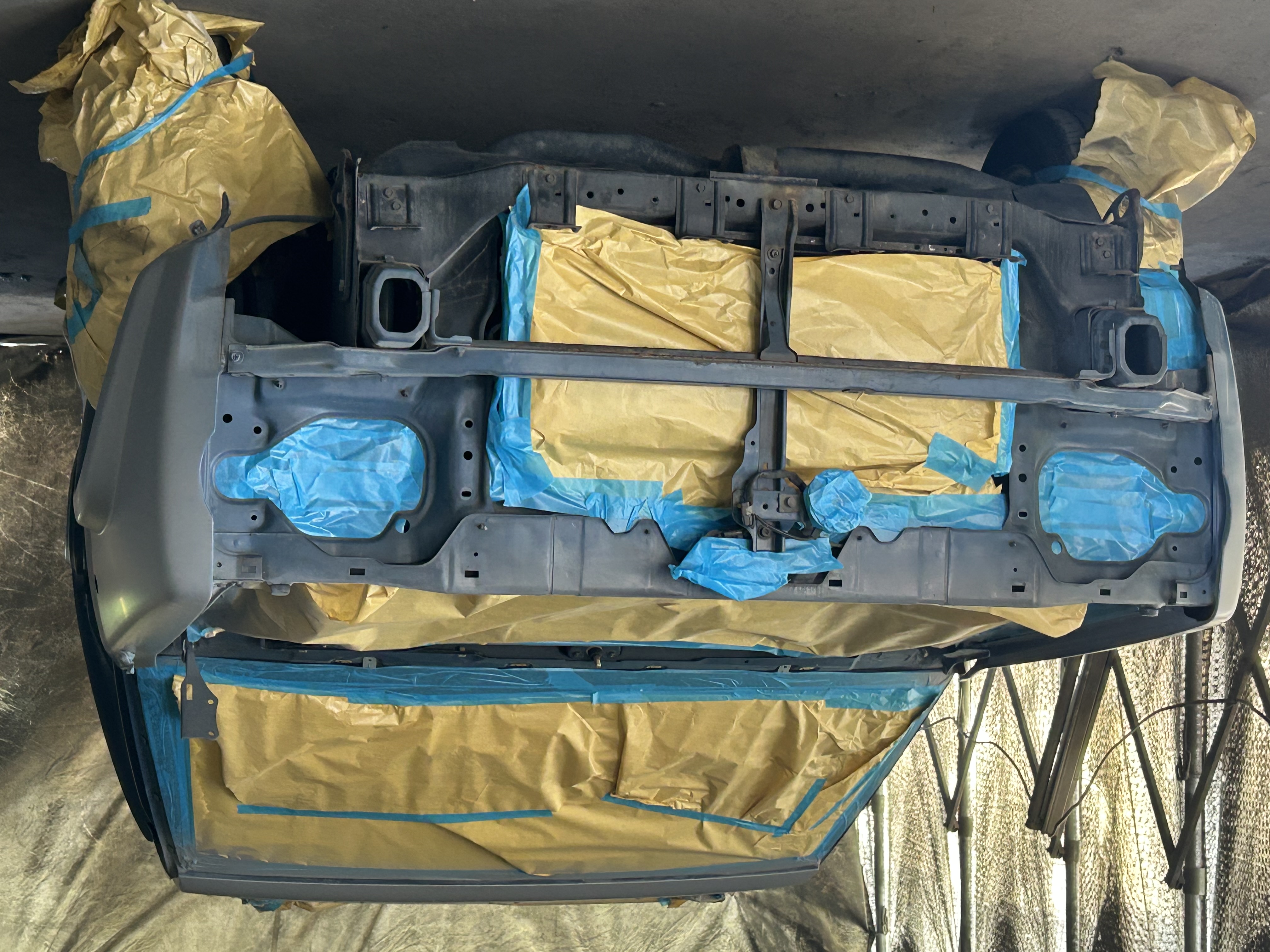 Front components removed so that edges and mounting areas can be reached.