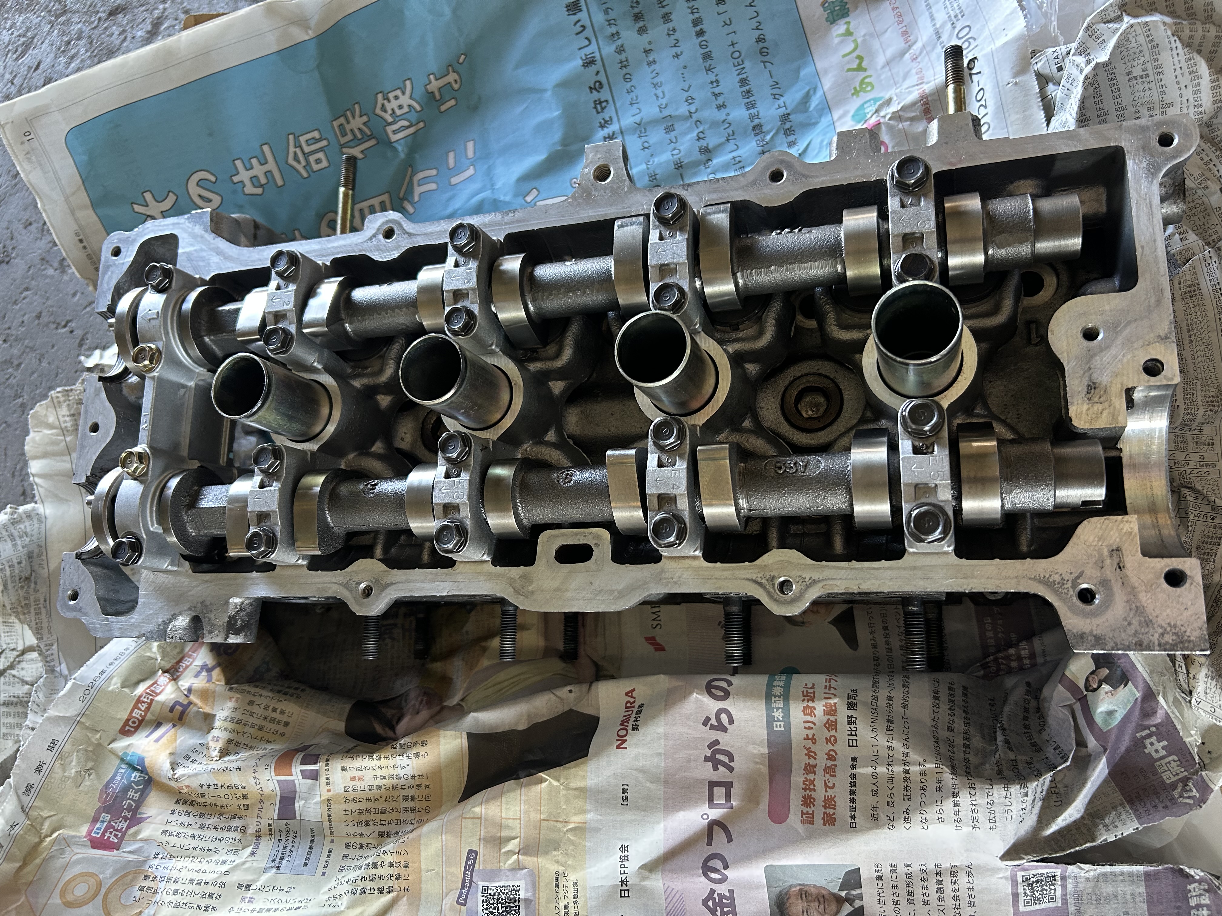 An angled view after cleaning, machining, adjustment and reassembly.